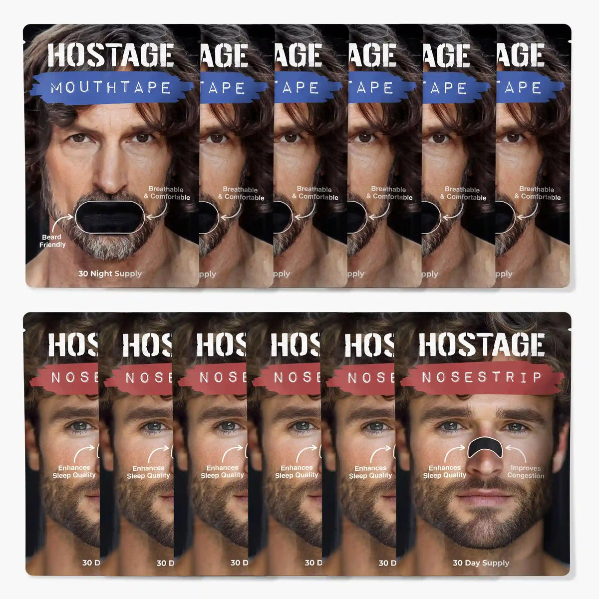 Hostage Mouth Tape + Nose Strip Bundle 6 Months Each (Meta 50% Off) Main image