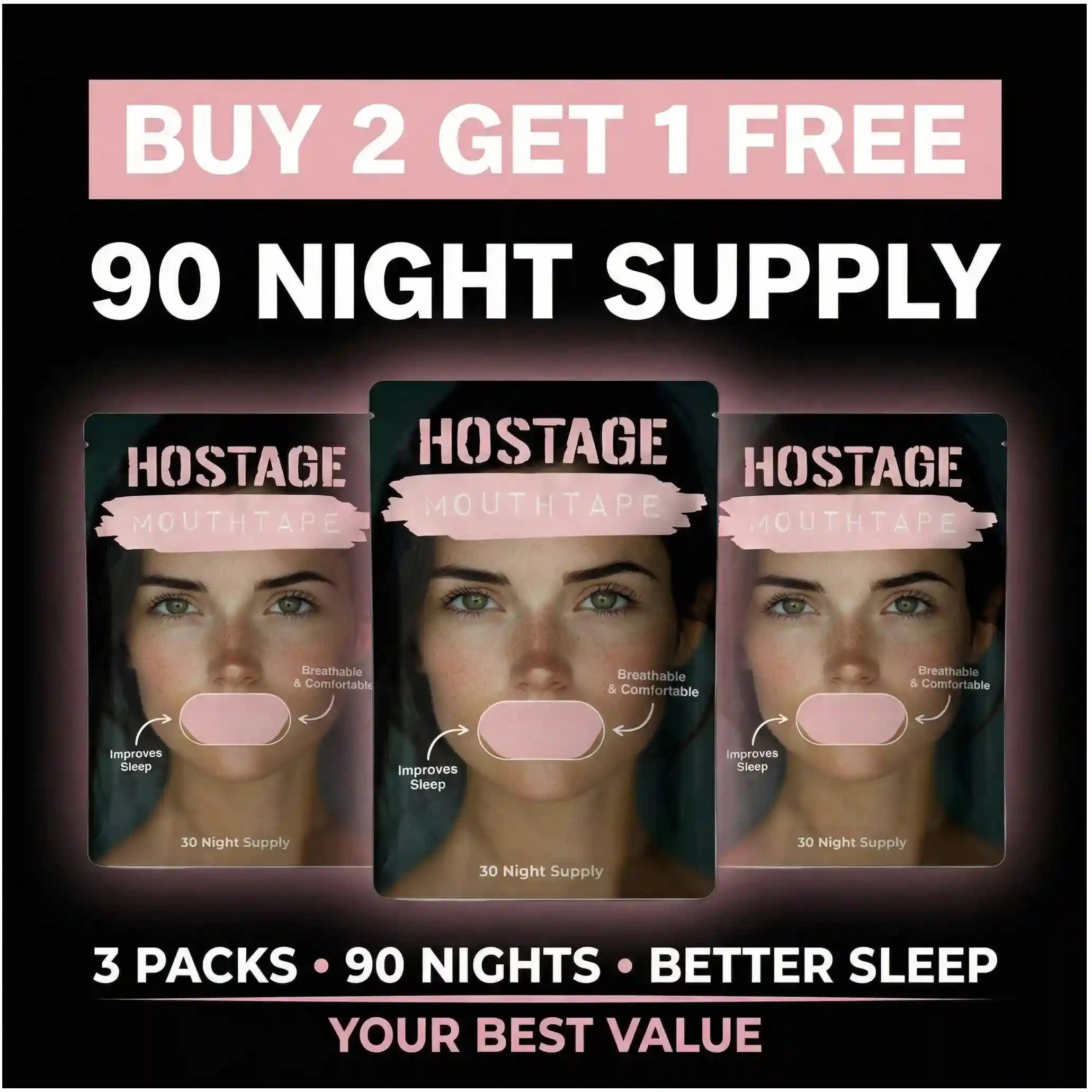 Hostage Mouth Tape Buy 2 Get 1 FREE - Starter Pack - Women's Secondary image